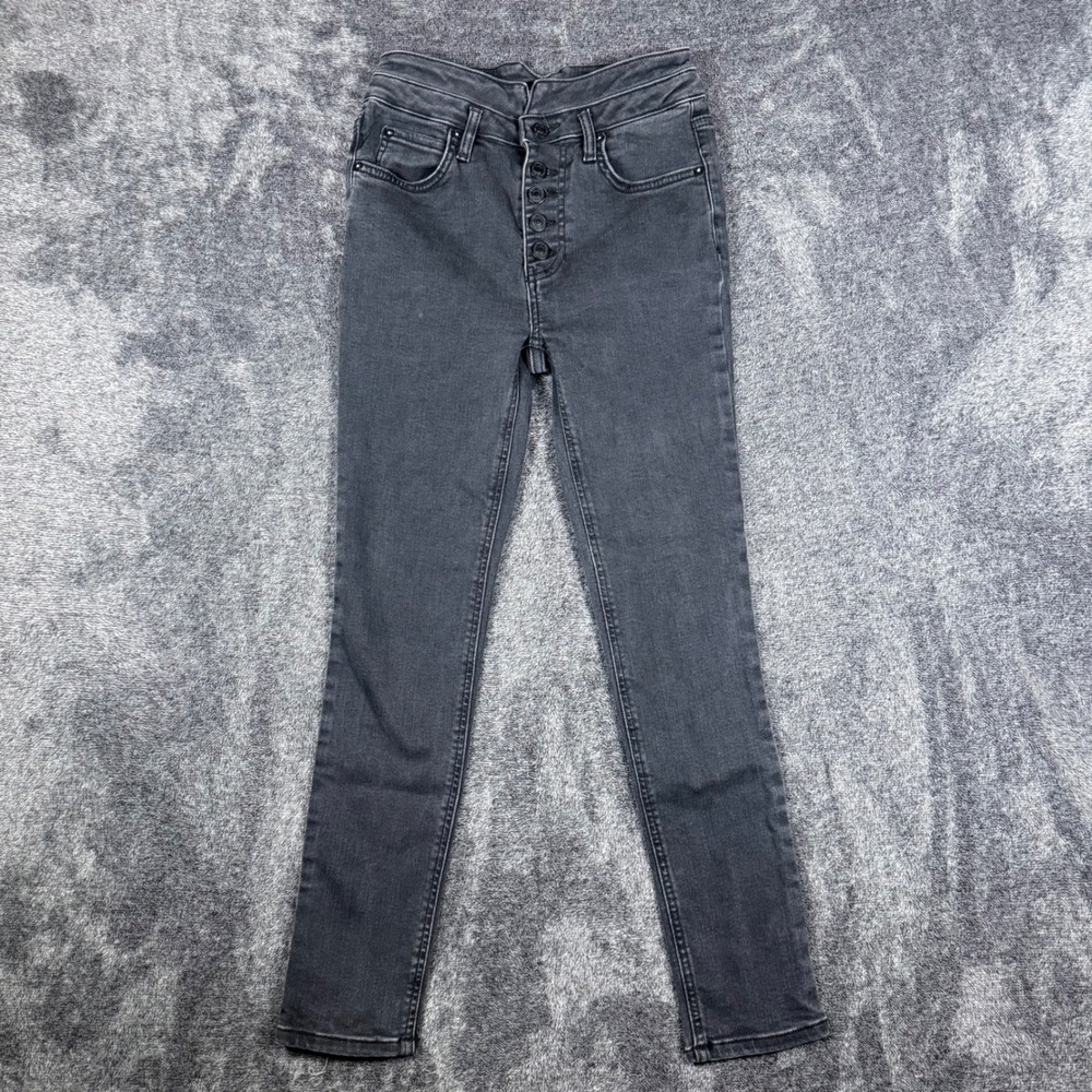We The Free Free People High Rise Skinny Jeans Black Button Fly 26x26